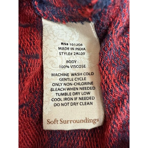 Soft Surroundings Womens XL Red Blue Aztec Print Long Sleeve Top Viscose - Picture 5 of 6